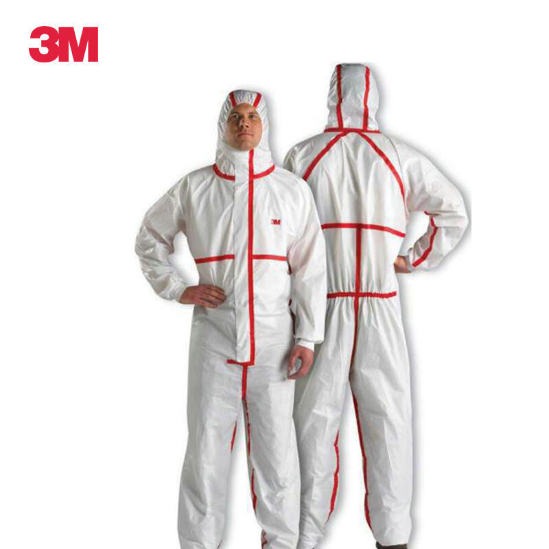 3M 4565 白色带帽红色胶条连体防护服 S码 红白色 20件/箱 保护身体按件销售