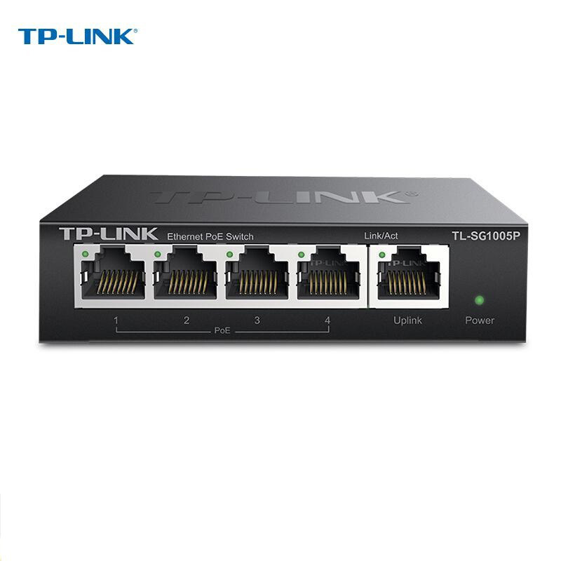 TP-LINK TL-SG1005P POE网络交换机 5口全千兆/4GE(PoE)+1GE 黑色按台销售