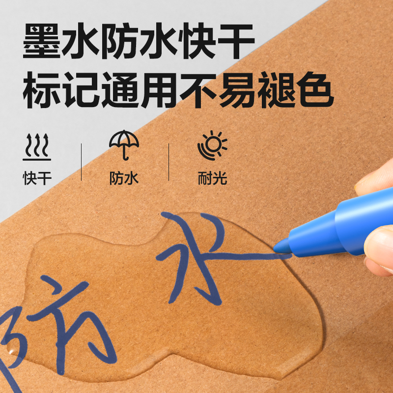 得力 6824 小双头记号笔 0.5mm/1.2mm 蓝色按盒销售