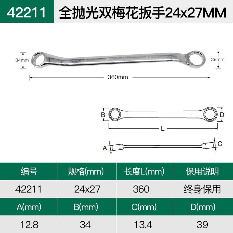 世达 42211 全抛光双梅花扳手 24x27MM按（把）销售
