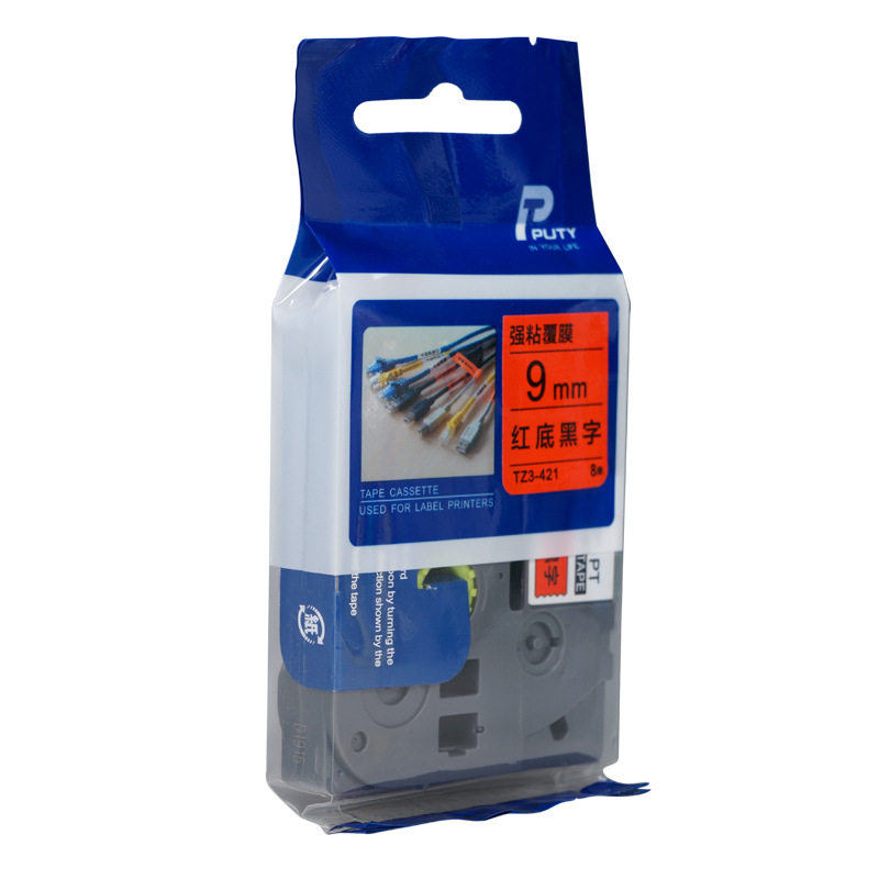 普贴 TZ3-421 色带 9mm 红底黑字 盒按盒销售