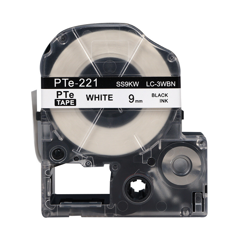 普贴 Pte-221 色带  9mm （适用于锦宫，爱普生标签机） 白底黑字 盒按盒销售