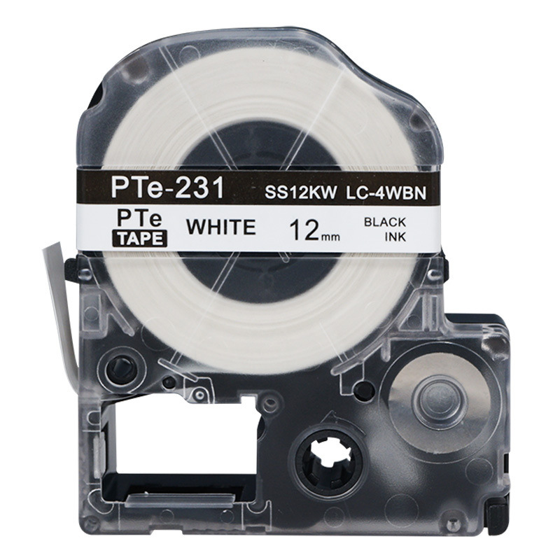 普贴 Pte-231 色带  12mm （适用于锦宫，爱普生标签机） 白底黑字 盒按盒销售