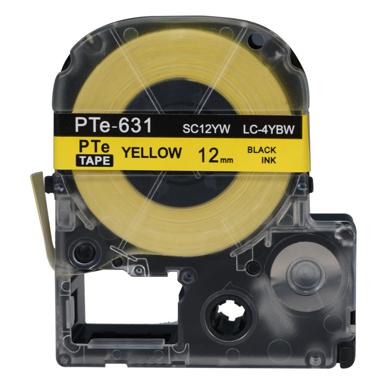 普贴 Pte-631 色带  12mm （适用于锦宫，爱普生标签机） 黄底黑字 盒按盒销售