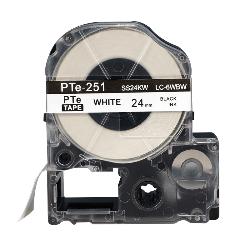 普贴 Pte-251 色带  24mm （适用于锦宫，爱普生标签机） 白底黑字 盒按盒销售