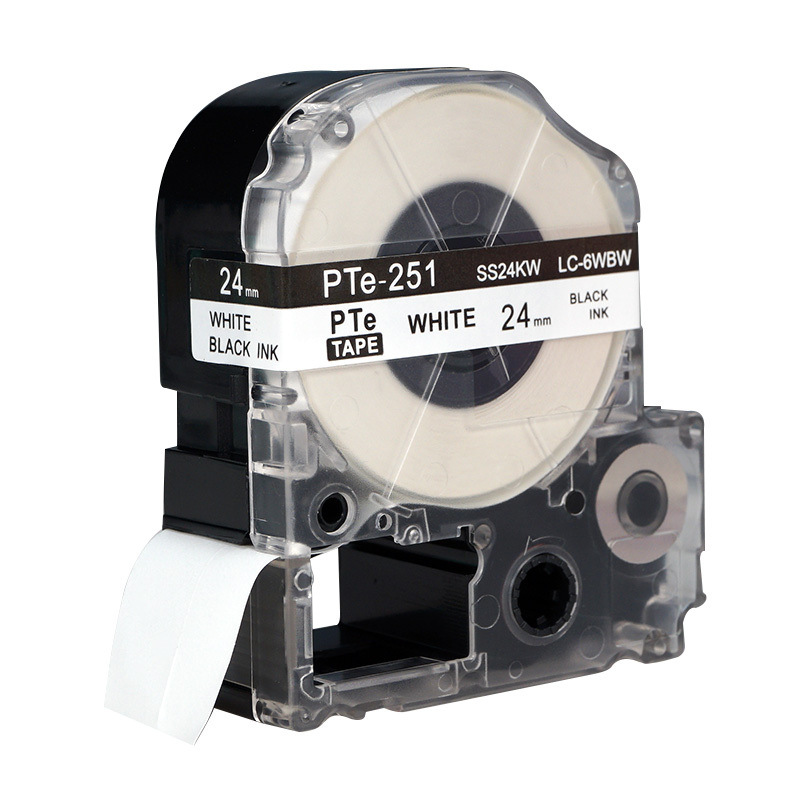 普贴 Pte-251 色带  24mm （适用于锦宫，爱普生标签机） 白底黑字 盒按盒销售