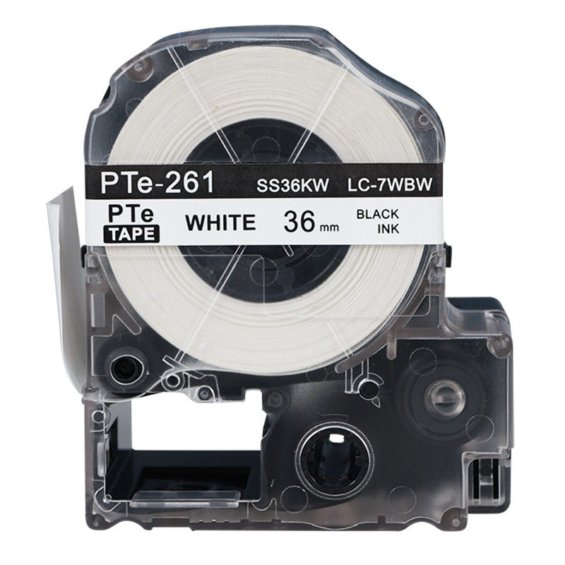 普贴 Pte-261 色带  36mm （适用于锦宫，爱普生标签机） 白底黑字 盒按盒销售