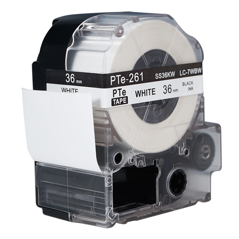 普贴 Pte-261 色带  36mm （适用于锦宫，爱普生标签机） 白底黑字 盒按盒销售