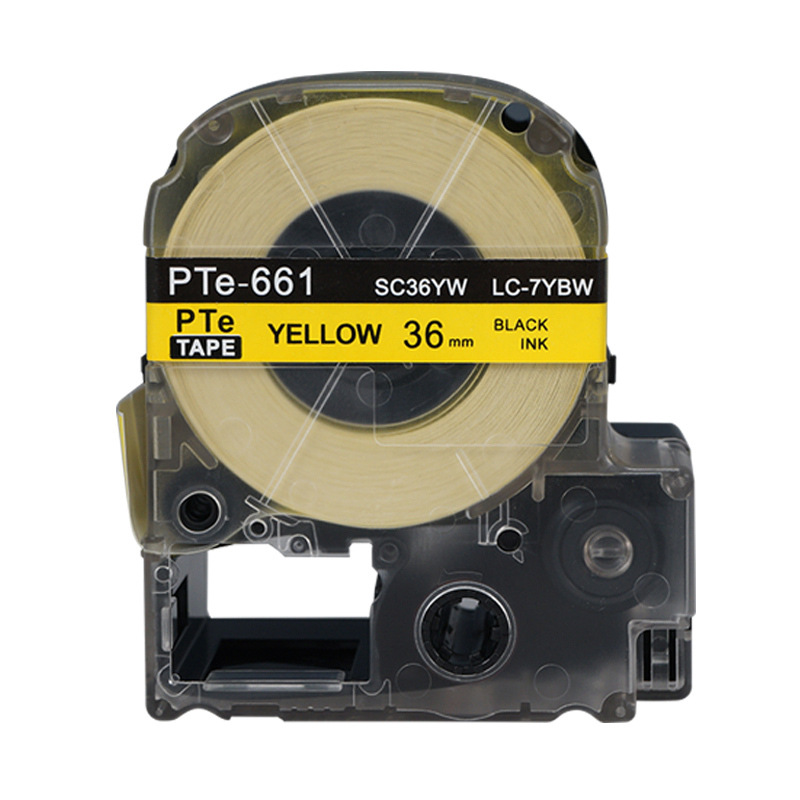 普贴 Pte-661 色带 36mm （适用于锦宫，爱普生标签机） 黄底黑字 盒按盒销售