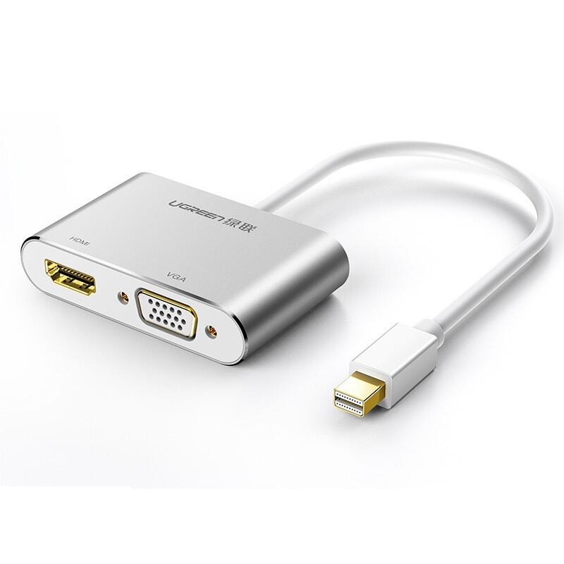 绿联 20421 转换器 Mini DP转HDMI+VGA 银白色按个销售