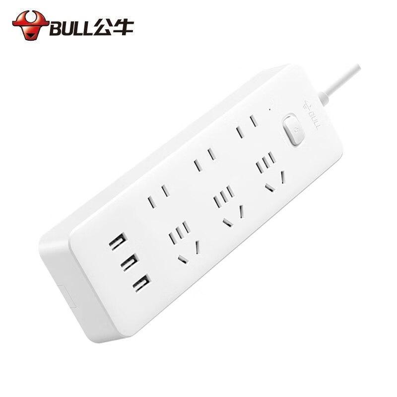 公牛 GNV-UUB126 单控六联插座 三USB孔位 2.4A 原色 3米按个销售 公牛 GNV-UUB126 单控六联插座 三USB孔位 2.4A 原色 3米按个销售