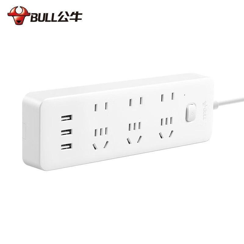 公牛 GNV-UUB126 单控六联插座 三USB孔位 2.4A 原色 3米按个销售 公牛 GNV-UUB126 单控六联插座 三USB孔位 2.4A 原色 3米按个销售