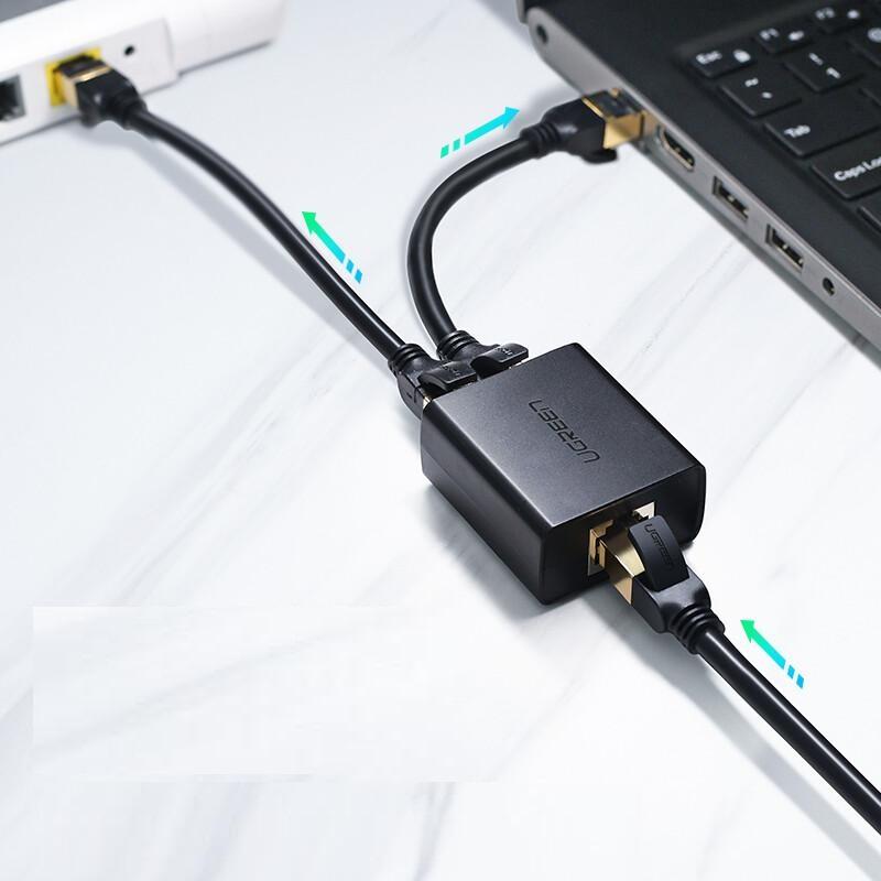 绿联 50923 一分二网络分线器 （2个装） 黑色按包销售