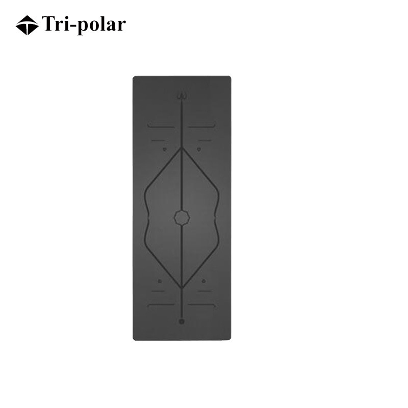 三极 TP1507 橡胶PU防滑吸汗5mm厚健身瑜珈垫送收纳袋 1830x680x5mm 黑色