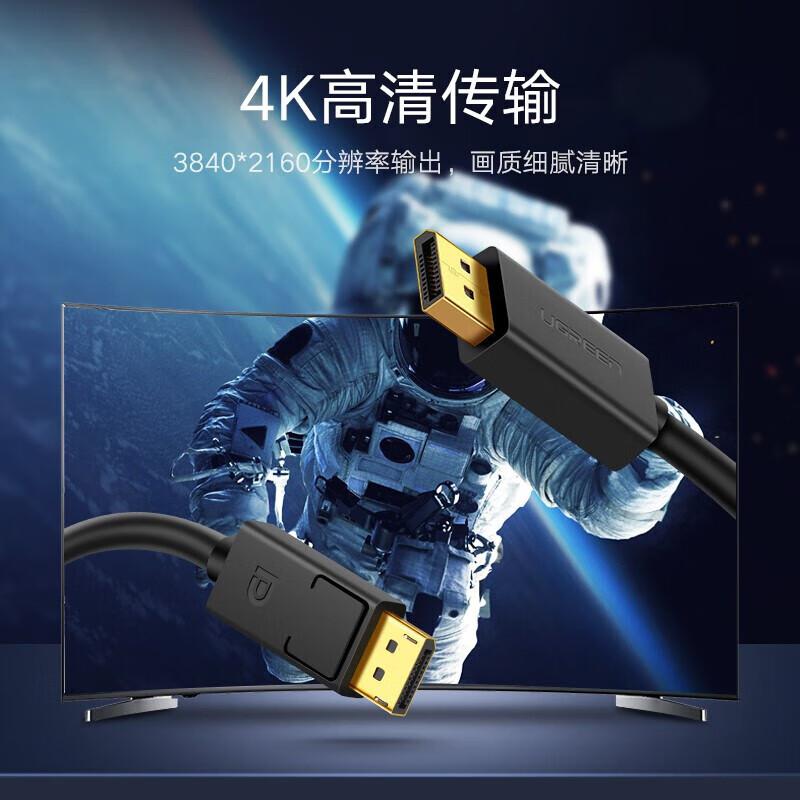 绿联 10245 DP公对公线 1.5米 黑色按个销售