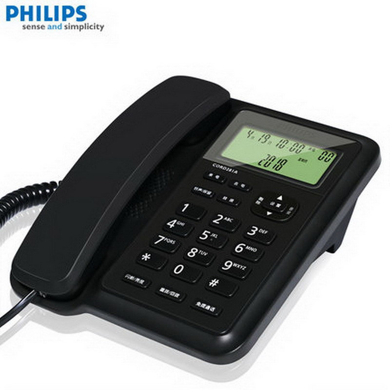 飞利浦 CORD 281A 电话机 办公家用 黑色按（只）销售
