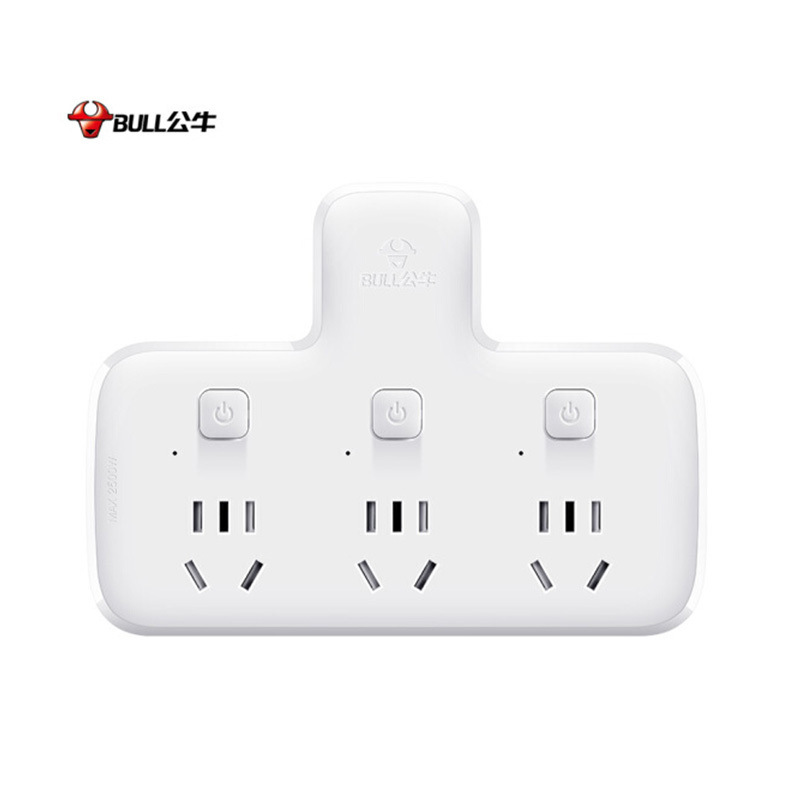 公牛 GN-96033 吸(新) 品字形 一转三 3位分控无线转换插座 无线 白色按（个）销售