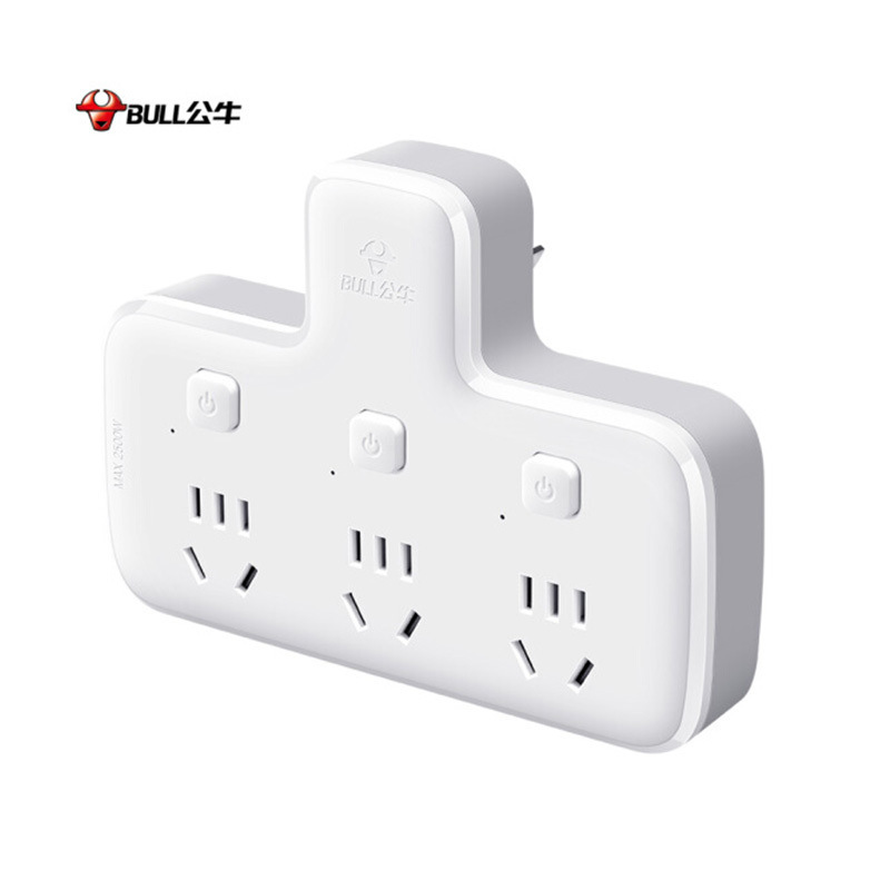 公牛 GN-96033 吸(新) 品字形 一转三 3位分控无线转换插座 无线 白色按（个）销售