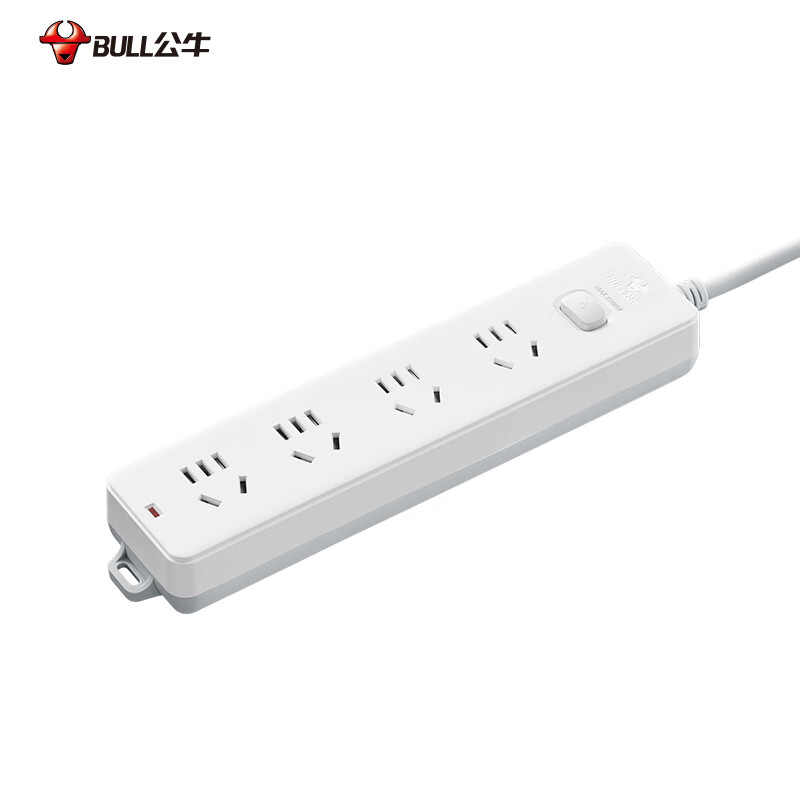 公牛 GN-410 （新） 单控四联插座 1.8米 白色按个销售