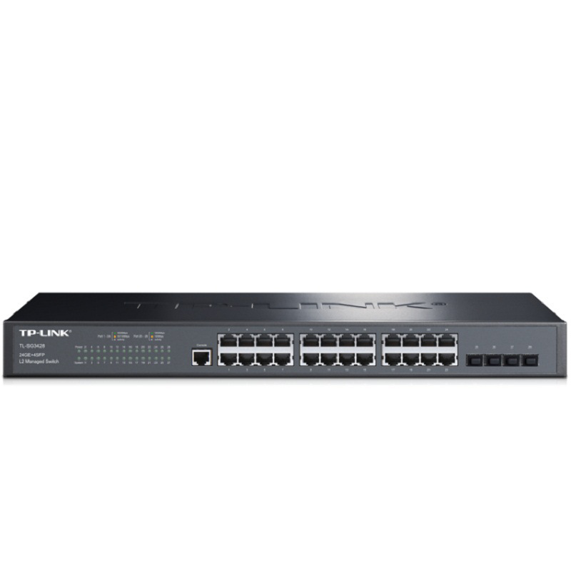 TP-LINK TL-SG3428 28口全千兆二层网管交换机 24GE+4SFP 黑色按台销售