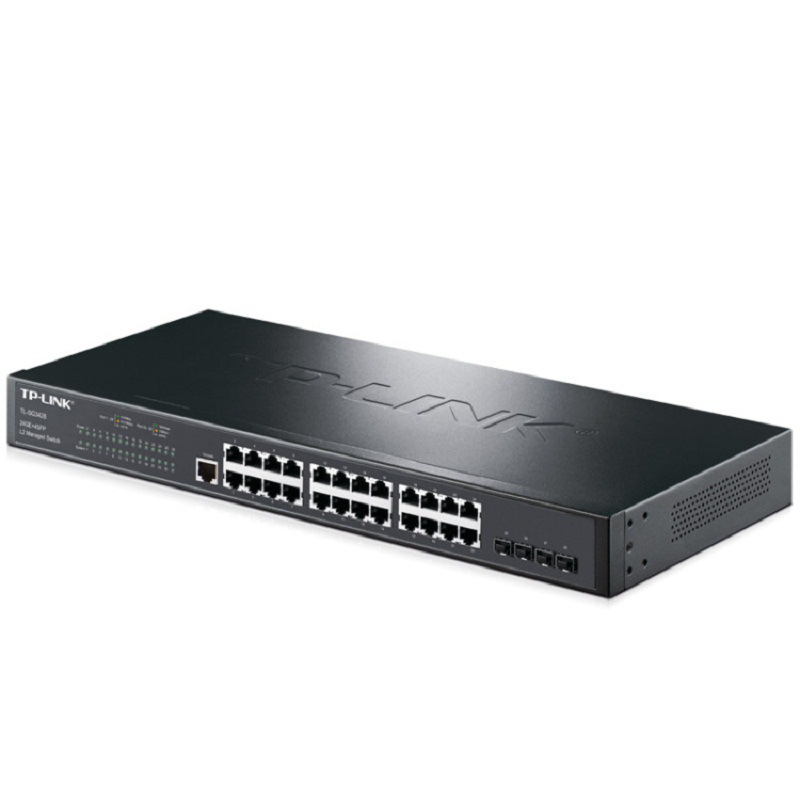 TP-LINK TL-SG3428 28口全千兆二层网管交换机 24GE+4SFP 黑色按台销售