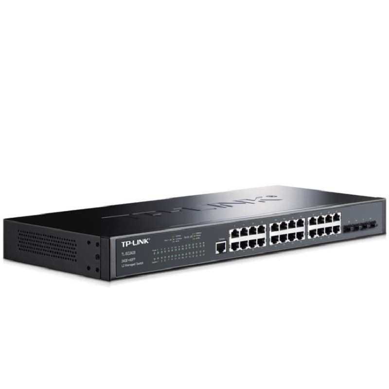 TP-LINK TL-SG3428 28口全千兆二层网管交换机 24GE+4SFP 黑色按台销售