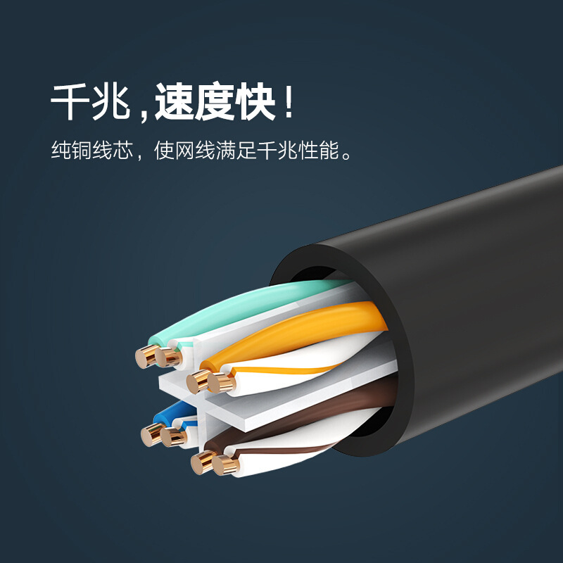 绿联 11283 RJ45网线延长线 六类网口接头延长器 5米 黑色按个销售