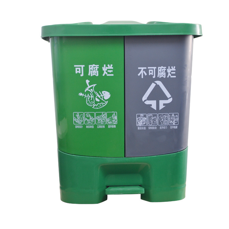 敏胤 L2040 脚踏式有盖分类环保垃圾桶 20L*2/40L 可腐烂+不易腐烂  1个 绿色+蓝色按个销售