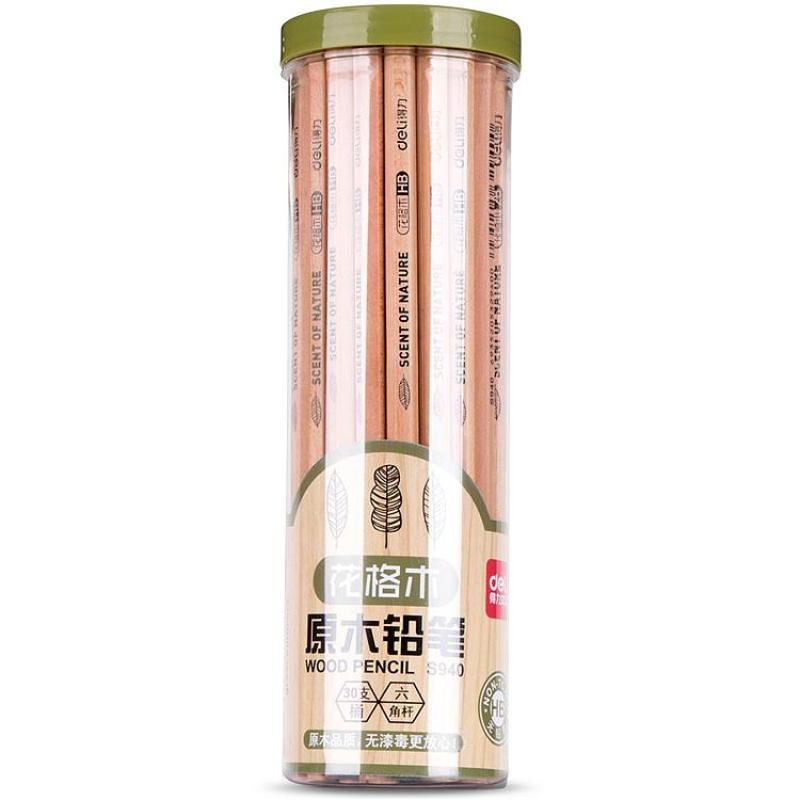 得力 S940 HB书写铅笔(原木色) 1筒 30支/筒按筒销售