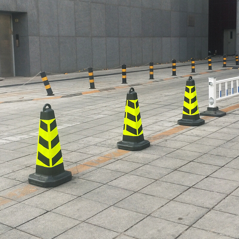 谋福 8725 加厚橡胶路锥 条纹无字 黑黄色 4件起订按（件）销售