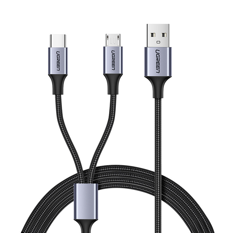 绿联 30572 USB转Micro USB +Type-C数据线数据线 1米 黑色按（个）销售