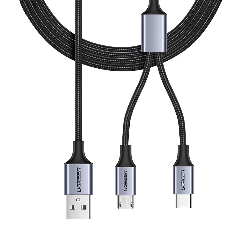 绿联 30572 USB转Micro USB +Type-C数据线数据线 1米 黑色按（个）销售