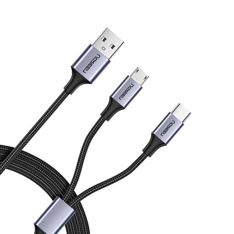 绿联 30572 USB转Micro USB +Type-C数据线数据线 1米 黑色按（个）销售