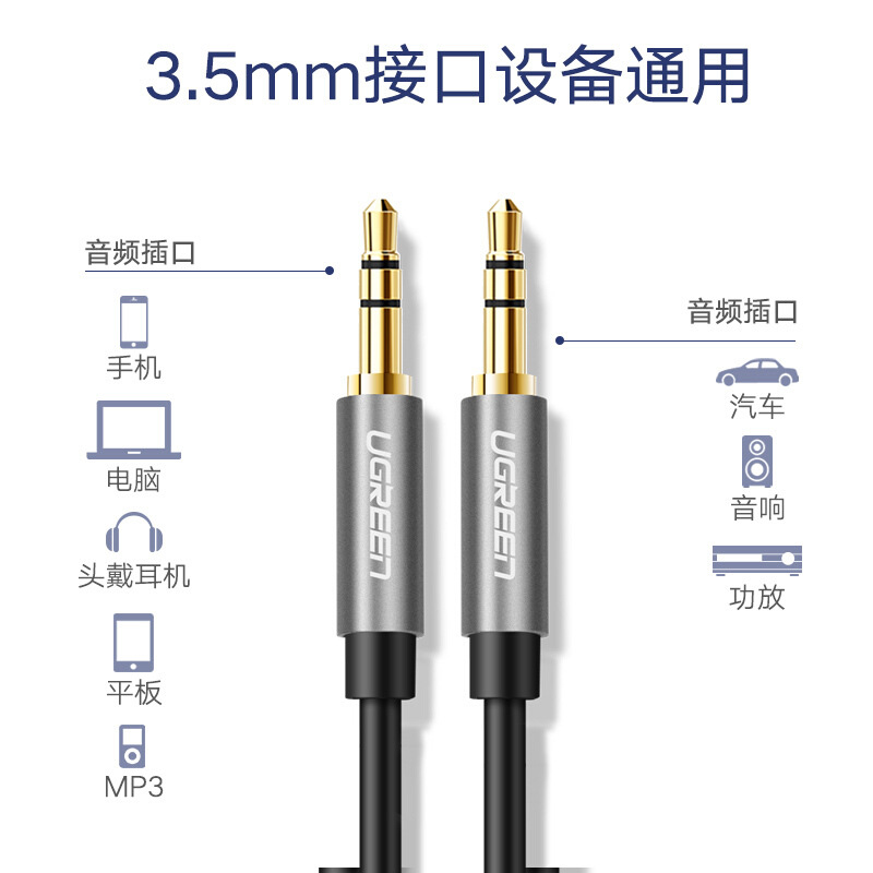 绿联 10735 AUX车载音频线 圆线 2米按根销售 绿联 10735 AUX车载音频线 圆线 2米按根销售