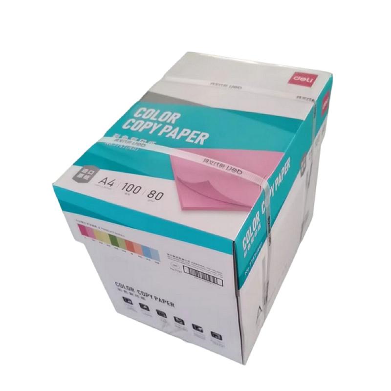得力 7757 彩色复印纸 A4 80G 浅红色 100张/包按（箱）销售