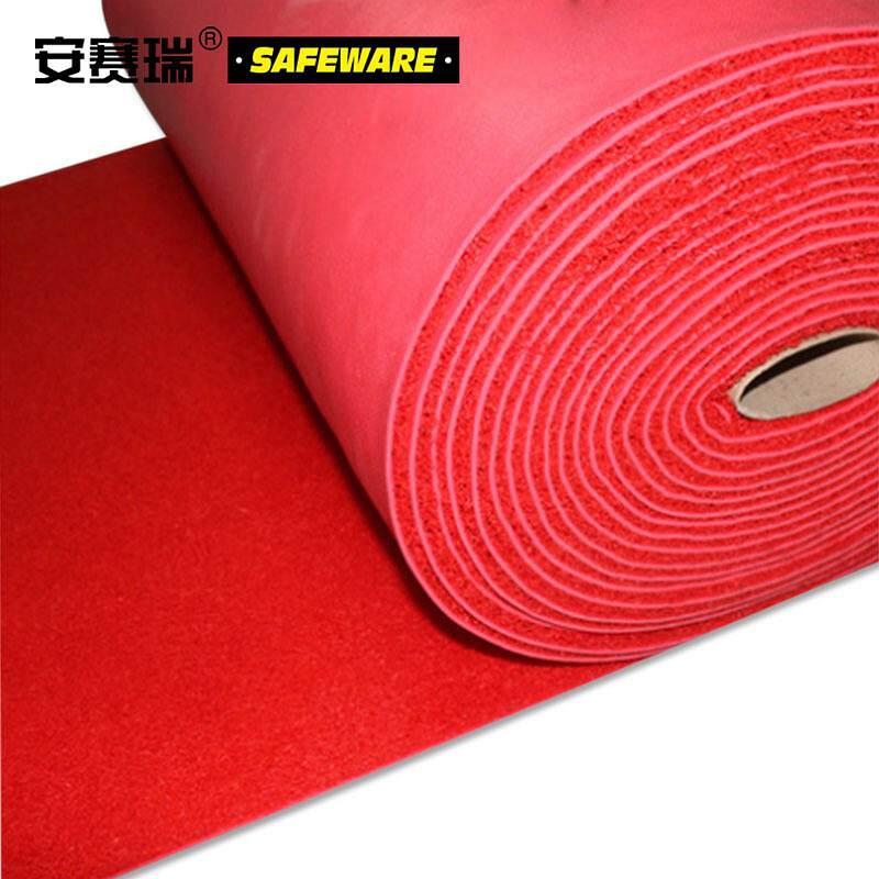 安赛瑞 12655 PVC丝圈防滑走道垫1.8×12m红按（卷）销售