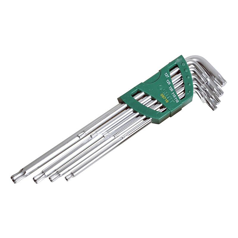 世达 9715 9件加长球头花形扳手组套 T10-T50按套销售 世达 9715 9件加长球头花形扳手组套 T10-T50按套销售