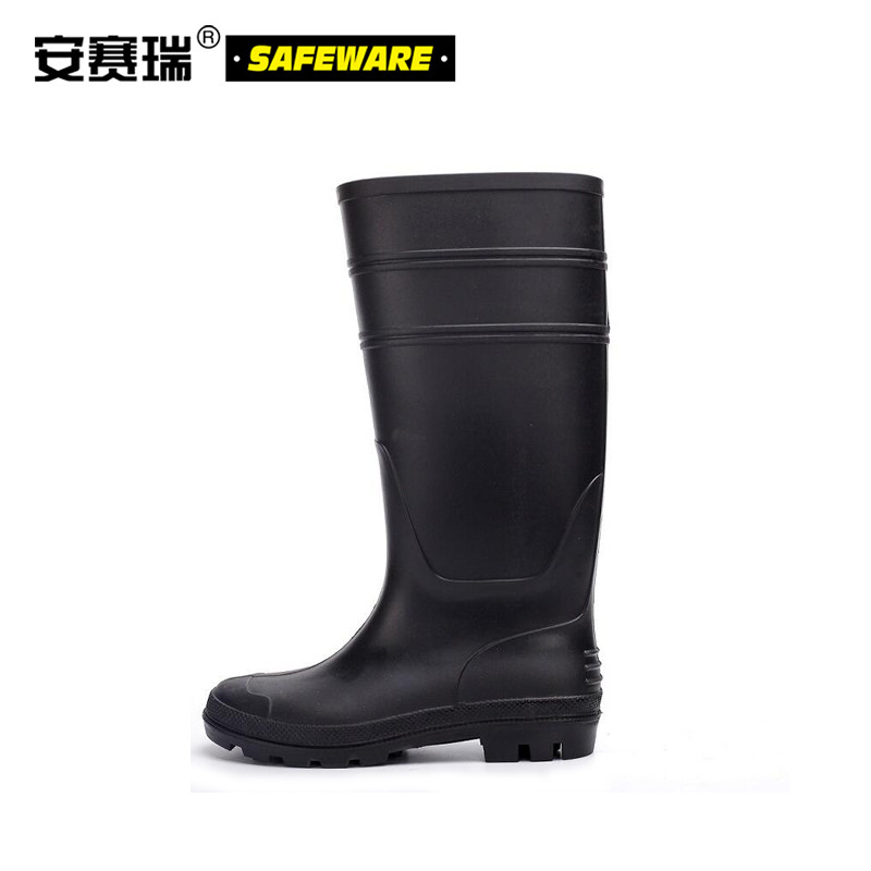 安赛瑞 13812 高筒雨鞋（40码）黑色 PVC塑胶雨鞋雨靴按双销售
