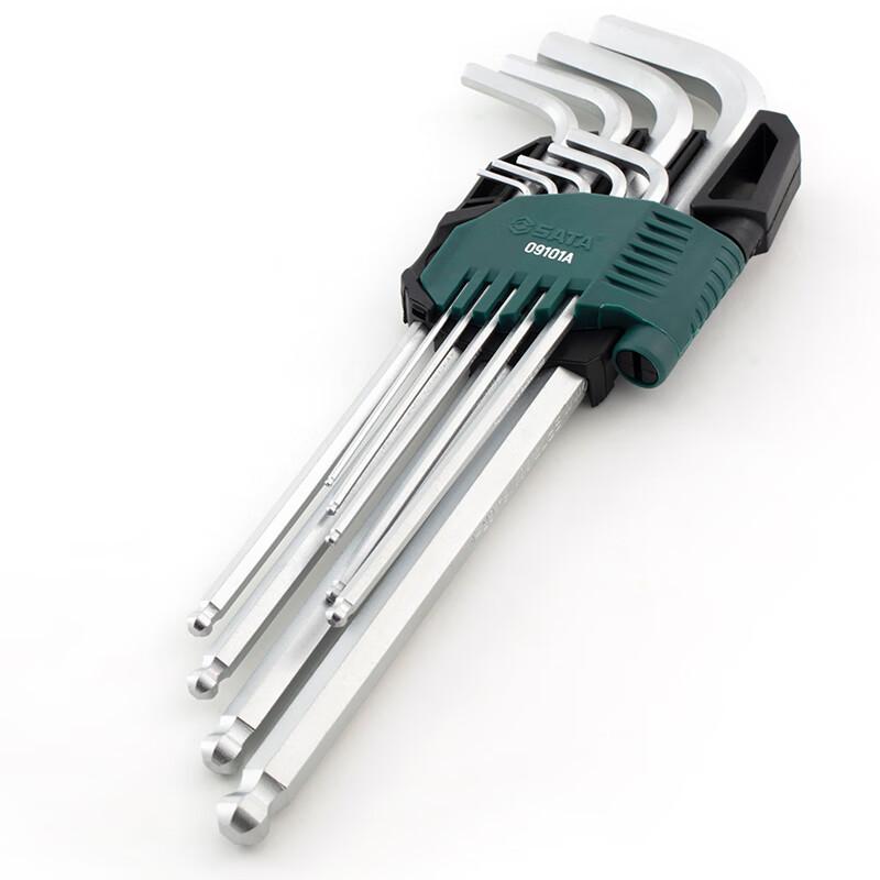 世达 09101A 9件络钒钢特长球头内六角扳手组套 1.5，2，2.5，3，4，5，6，8，10MM按（套）销售