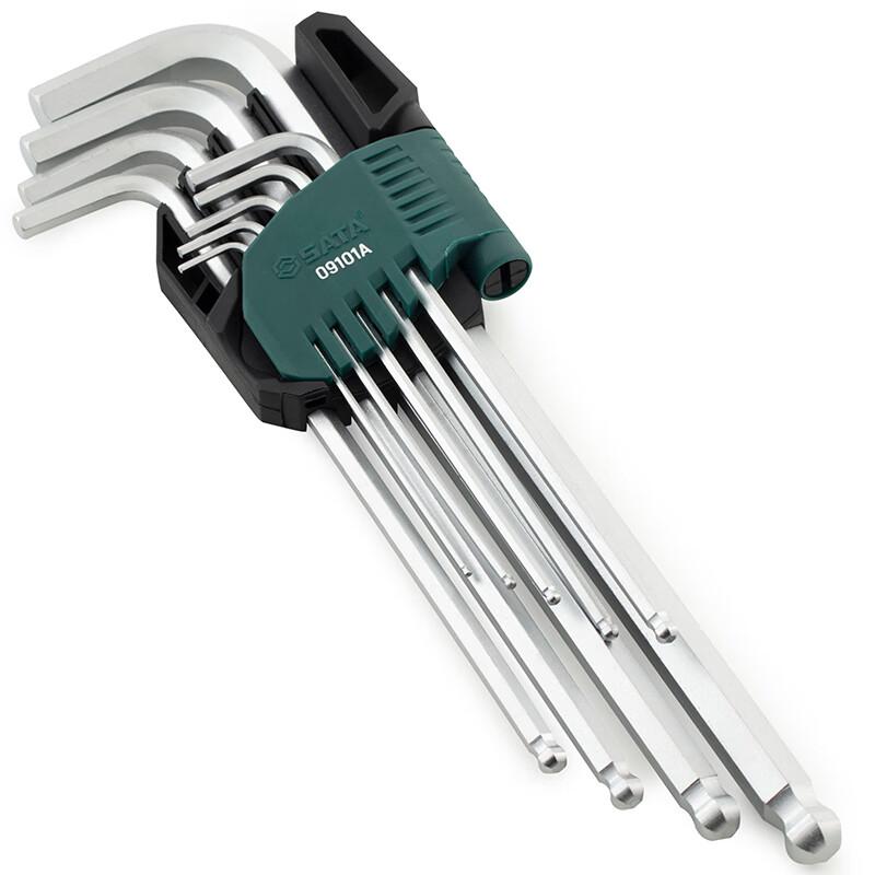 世达 09101A 9件络钒钢特长球头内六角扳手组套 1.5，2，2.5，3，4，5，6，8，10MM按（套）销售