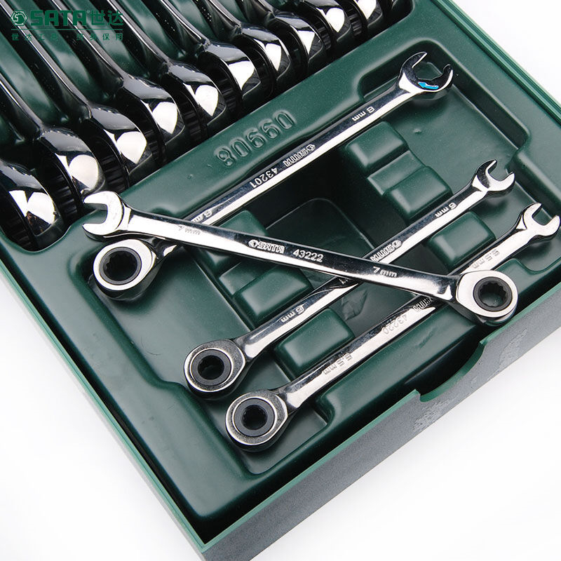 世达 09908 工具托组套-19件全抛光两用快扳 工具托尺寸 375x185x45MM按（套）销售
