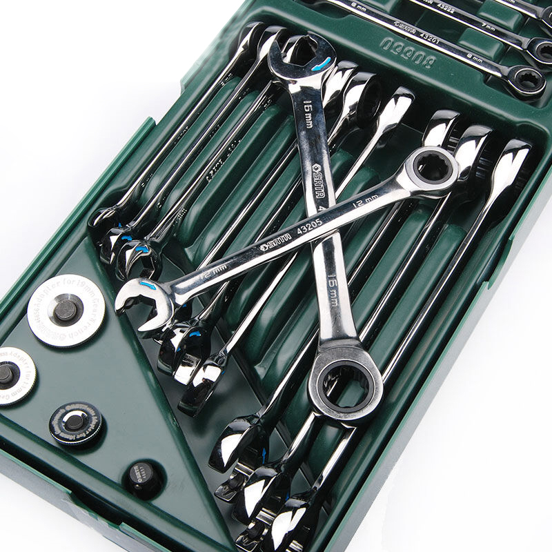 世达 09908 工具托组套-19件全抛光两用快扳 工具托尺寸 375x185x45MM按（套）销售