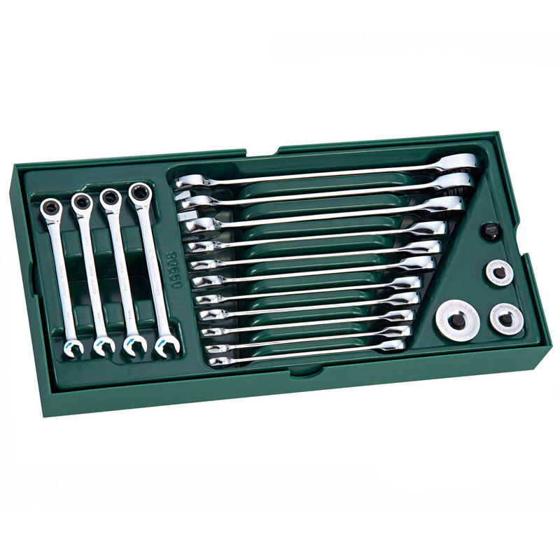 世达 09908 工具托组套-19件全抛光两用快扳 工具托尺寸 375x185x45MM按（套）销售
