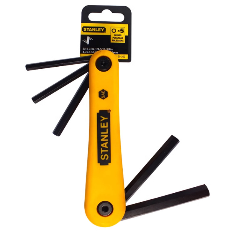 史丹利 69-260-23C 英制折叠式内六角扳手 5件套3/16＂-3/8＂按（套）销售