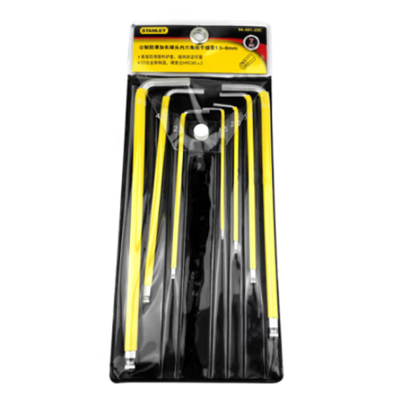 史丹利 94-561-23C 公制防滑加长球头内六角扳手组套 7件套1.5-6mm按套销售