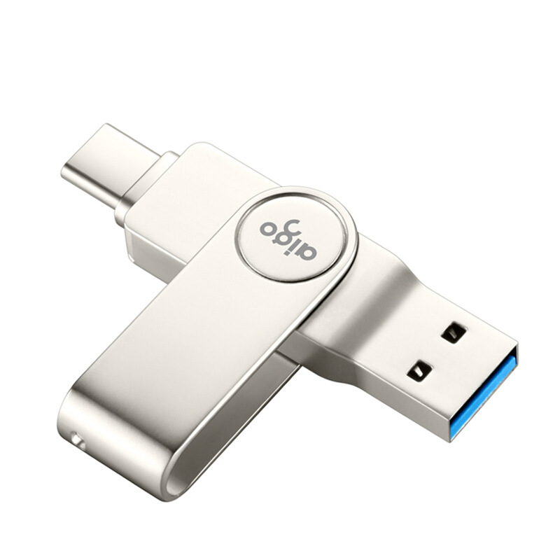 爱国者 U356 Type-C USB3.1 手机U盘  双接口手机电脑用 256GB 银色  type-c二合一 高速USB3.1 360°旋转 即插即用 金属机身按个销售