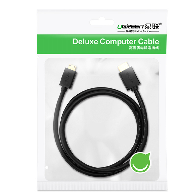 绿联 11167 Mini HDMI转HDMI转接线 4K迷你高清线 1.5米 黑色按个销售