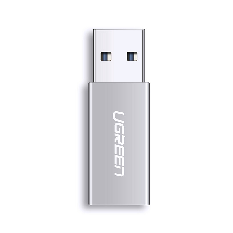 绿联 30705 数据线转接头 USB3.0公转Type-C母 深灰色 吸塑包装按个销售