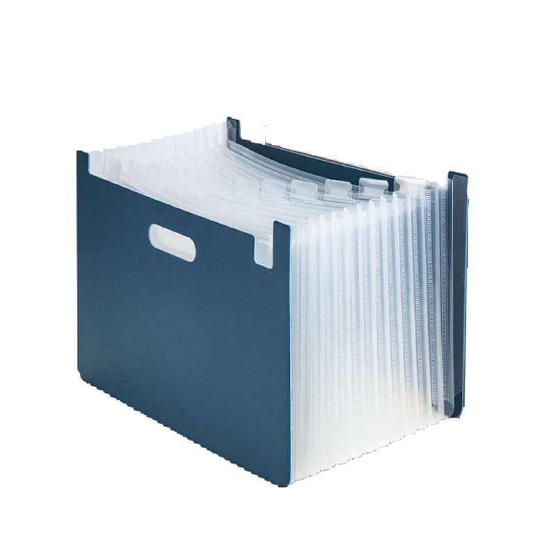 得力 63951 横款立式风琴包 A4 13格 深蓝色按个销售