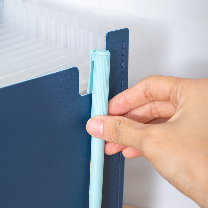 得力 63951 横款立式风琴包 A4 13格 深蓝色按个销售